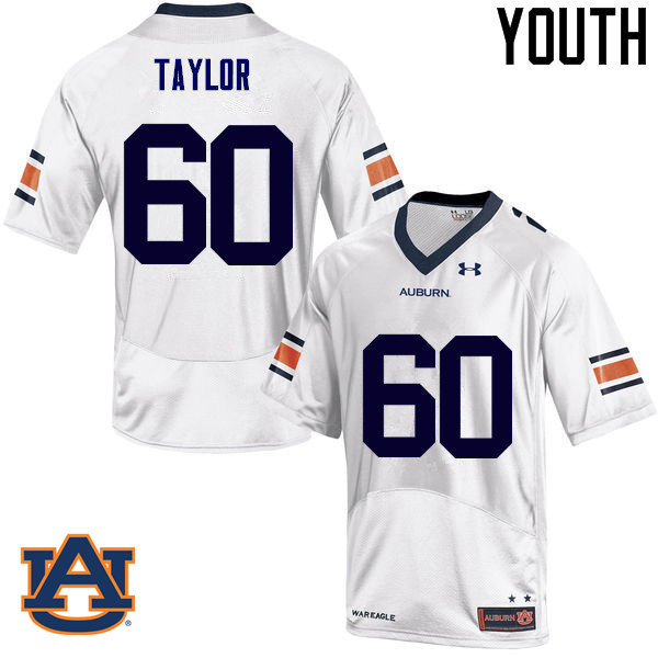 Youth Auburn Tigers #60 Bill Taylor College Football Jerseys Sale-White